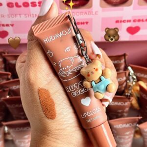Huda Moji Cute Teddy Style Cocoa Butter High Pigmented Lip Gloss Set – Nude Shades (Pack of 2) - Image 5