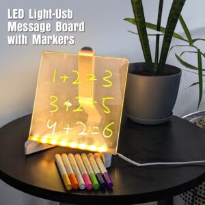 Colorful LED Writing Board Acrylic Message Board With USB Erasable Lights | 6x6 Inches - Image 2