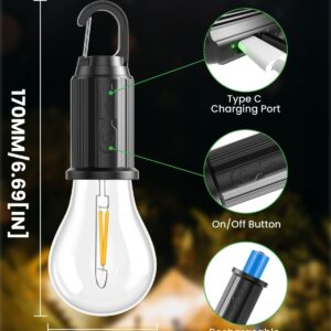 T01 Type-C Rechargeable LED Camping Bulb – Portable Hanging Warm Light Tent Lamp - Image 3