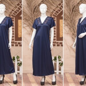 Single Pcs Stylish & Comfortable Long Silk Nightgown - Free Size (SKU R-002) - Image 1