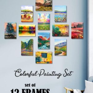 12 Piece Wall Art Set Colorful Textured Landscape Paintings Wooden Sticky Tiles 5x7 Inches Easy Mounting12 Pcs Set 5x7 Inches Easy Mounting 5x7 Inches Easy Mountingen Sticky Tiles 5x7 Inches Easy Mounting - Image 1
