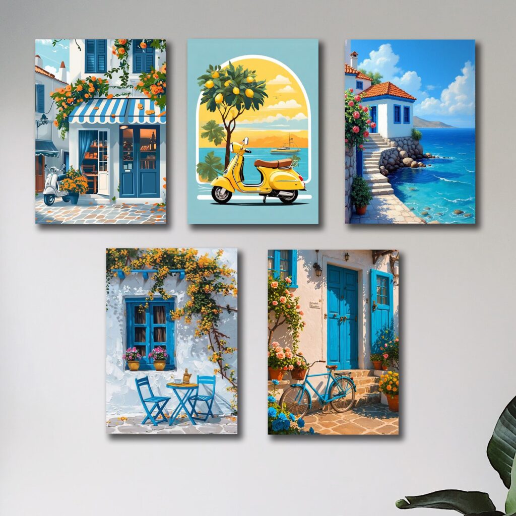 Set of 5 Premium Wall Art Photo Tiles – Modern Home Decor Sets 8x11