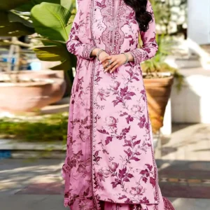 Aneela’s All-Over Print 9mm Sequins Embroidered Lawn 3Pc Unstitched Dress with 4-Side Embroidered Chiffon Dupatta - Image 1