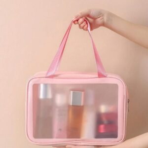 Premium PVC Waterproof Washbag – Portable Clear Toiletry & Makeup Kit Organizer Bag with Top Handle - Image 3