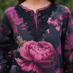 Iznik Digital Printed 3Pc Embroidered Lawn Unstitched Suit with Chiffon Dupatta – Summer Collection 2026 - Image 2
