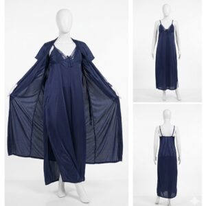 2 Pcs Premium Silk Lace Women's Sleepwear Set Inner & Gown Nightwear (Size Free) - Image 5