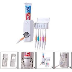 Automatic Toothpaste Dispenser With Toothbrush Holder Easy Use Bathroom Accessory - Image 2