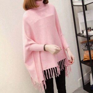 Stylish Pink Fleece Poncho – Free Size, Ready to Wear & Fits All | Best Quality Top For Girls – Best Quality Poncho For Winter – Pink Color - Image 1