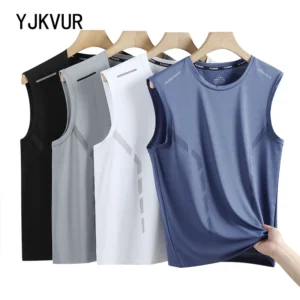 YJKVUR Sports Quick Dry Sleeveless T-Shirt for Men Summer Men Basketball Gym Clothing Breathable Lightweight Plus Size Tank Top - Image 1