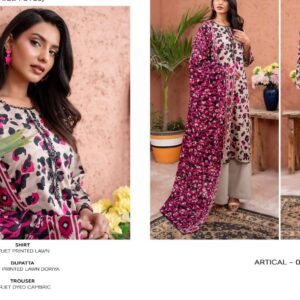 ✨ ZESH ✨ 3 PieceUnstitched Suit ZESH SUMMAER LAWN COLLECTION 2025 - Image 1