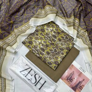 ✨ ZESH   ✨ 3 PieceUnstitched Suit ZESH SUMMAER LAWN COLLECTION 2025 - Image 1