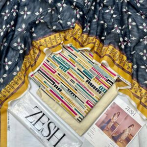 ✨ ZESH   ✨ 3 PieceUnstitched Suit ZESH SUMMAER LAWN COLLECTION 2025 - Image 1