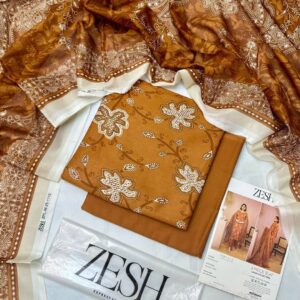 ✨ ZESH   ✨ 3 PieceUnstitched Suit ZESH SUMMAER LAWN COLLECTION 2025 - Image 1