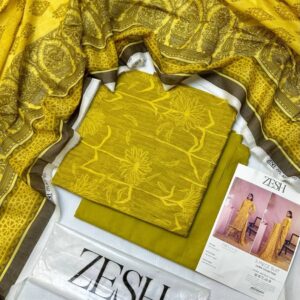✨ ZESH   ✨ 3 PieceUnstitched Suit ZESH SUMMAER LAWN COLLECTION 2025 - Image 1