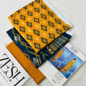 ✨ ZESH ✨ 3 PieceUnstitched Suit ZESH SUMMAER LAWN COLLECTION 2025 - Image 1