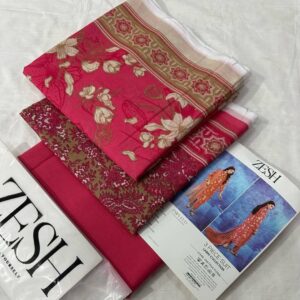 ✨ ZESH   ✨ 3 PieceUnstitched Suit ZESH SUMMAER LAWN COLLECTION 2025 - Image 1