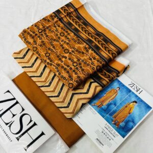 ✨ ZESH   ✨ 3 PieceUnstitched Suit ZESH SUMMAER LAWN COLLECTION 2025 - Image 1