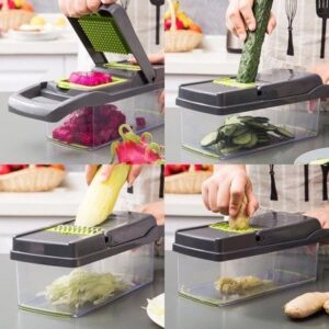 Vegetable Chopper 18 Pcs Set Manual Onion Chopper Food Slicer Dicer Grater Potato Cutter With Handle Multi-Function Kitchen Tool - Image 1