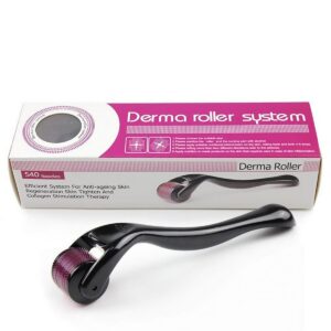 Derma Roller 0.5mm Hair & Skin System with 540 Micro Needles for Hair Growth, Skin Care, Anti-Aging & Acne Scar Removal – Black - Image 1