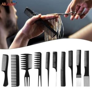 10 Pcs Professional Hair Styling Comb Set | Barber, Salon & Personal Grooming Combs Kit - Image 3