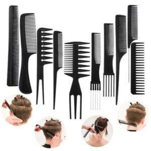 10 Pcs Professional Hair Styling Comb Set | Barber, Salon & Personal Grooming Combs Kit - Image 1