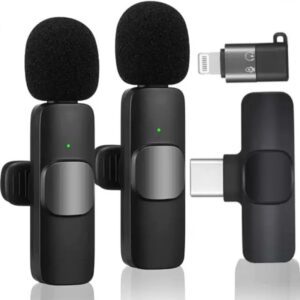 K11 2-In-1 Dual Wireless Collar Microphone Type-C And Lightning Omnidirectional Lavalier Mic - Electronic Accessory Designed For Audio Recording And Daily Streaming Routine - Image 4
