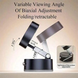 Double-Sided Vacuum Magnetic Phone Holder – Adjustable Foldable Rotating Suction Mount (Black) - Image 1