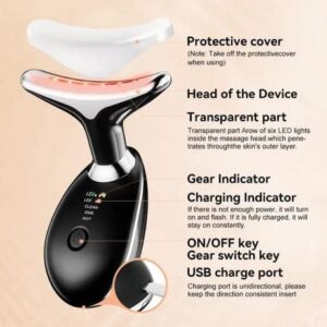 Rechargeable Neck & Face Massager with EMS Microcurrent – 3 Color Light Therapy, Hot Compress & Vibration Facial Skin Care Device (Type-C Charging) - Image 4