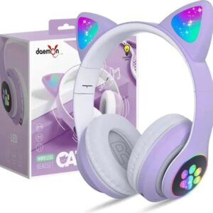 Cat Ear Wireless Bluetooth Headphones with RGB LED Lights & Built-in Mic – Stereo Bass Sound, Bluetooth & AUX Mode, Adjustable Over-Ear Headset for Kids, Teens & Girls - Image 3