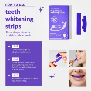Purple Instant Teeth Whitening Strips – Fast Teeth Whitening Treatment, Color Correcting Technology, 30-Minute Application, - Image 1
