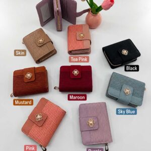 Premium Imported Ladies Check Flap Wallet with Zipper & Card Slots - Image 1