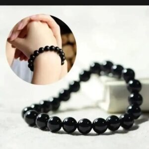 Black Pearl Beaded Bracelet For Men And Women - Stylish Unisex Accessory Crafted With Alloy And Decorative Beads In A Free Size Design - Image 1
