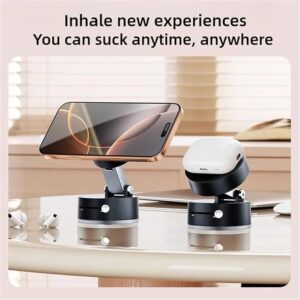 Double-Sided Vacuum Magnetic Phone Holder – Adjustable Foldable Rotating Suction Mount (Black) - Image 2