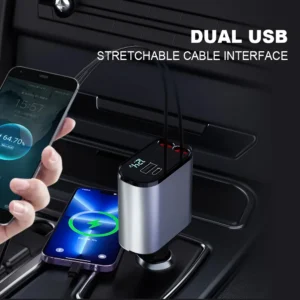 4 In 1 Fast Charging Usb-C Car Adapter - Car Accessory Designed For Power Charging And Daily Travel Routine - With Light - Image 1