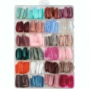 576 Pcs Multicolor Stick-On Artificial Nails Box with Free Glue - Image 2