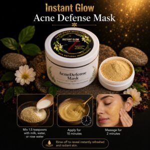 Acne Defense Face Mask 50g – Natural Deep Cleansing Mask for Acne, Oil Control, Blemishes & Clear Skin - Image 2