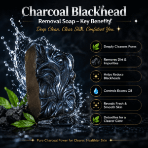 Charcoal Blackhead Removal Soap – Deep Cleansing Activated Charcoal Soap for Blackheads, Acne, Oil Control, Pore Cleansing & Clear Skin | Handmade Organic Soap - Image 2