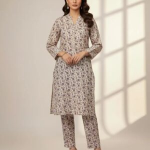 2-Pcs Katan Silk Unstitched Allover Printed Suit for Women – Premium Soft Fabric Shirt & Trouser Dress Material for Casual & Formal Wear - Image 1