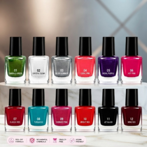 Pack of 12 - Peel Off Nail Paints - Cosmetic Nail Polish Designed For Easy Removal And Vibrant Color Maintenance Routine (Random Color) - Image 2