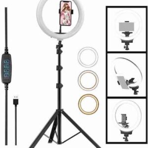 Portable 10-Inch LED Ring Light with 7 Feet Adjustable Tripod Stand & Mobile Holder | 3 Light Modes | Foldable 2 Feet | USB Powered - Image 3