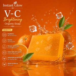 Instant Glow Vitamin C Brightening Soap – Organic Skin Brightening Soap for Glowing, Even-Toned & Healthy Looking Skin | Deep Cleansing & Daily Face & Body Care - Image 3