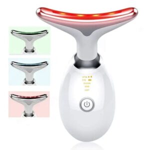 Rechargeable Neck & Face Massager with EMS Microcurrent – 3 Color Light Therapy, Hot Compress & Vibration Facial Skin Care Device (Type-C Charging) - Image 2