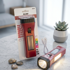 SGOD Rechargeable Torch Features A Solar Panel For Charging - High Performance Bright Handheld Flashlight Emergency Solar Outdoor Lighting Pen (Random Color) - Image 2