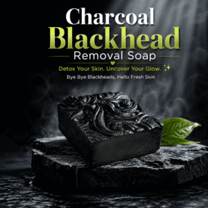 Charcoal Blackhead Removal Soap – Deep Cleansing Activated Charcoal Soap for Blackheads, Acne, Oil Control, Pore Cleansing & Clear Skin | Handmade Organic Soap - Image 1