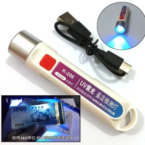 K-206 365nm UV Inspection Lamp – Rechargeable USB UV Flashlight for Fluorescent Detection, Currency, Stain & Security Mark Inspection - Image 4