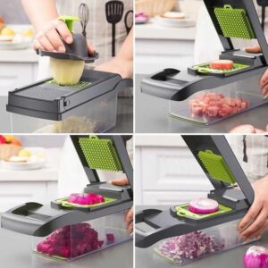 Vegetable Chopper 18 Pcs Set Manual Onion Chopper Food Slicer Dicer Grater Potato Cutter With Handle Multi-Function Kitchen Tool - Image 2