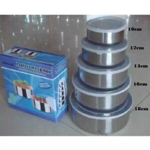 5pc Set Stainless Steel Bowl with Lid Kitchen Refrigerator Food Storage Mixing Bowls Sealed - Image 5