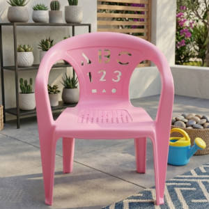 Number And Letters Design Kids Chair - Educational Alphabets Pattern Lightweight Seating Furniture Durable Comfortable Miniature Toddler Seat - (Random Color) - Image 1