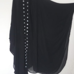 Abaya Mirrored Wink Upper Pure Georgette Black With Silver Mirror Standard Length 40 Inch For Women - Image 2