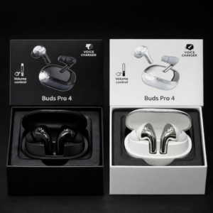 Buds Pro 4 Wireless Bluetooth Earbuds with Volume Control & Voice Changer – Random Color - Image 1